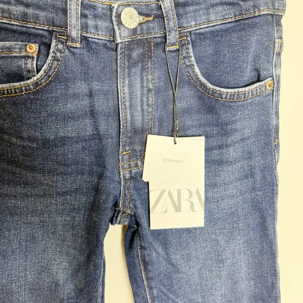 NWT Zara‎ Kids Straight Fit Denim Dark Rinse Size 8